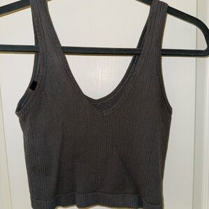 Urban Outfitters Black Ribbed V-Neck Tank